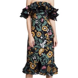 C/Meo Immerse Midi Dress in black floral